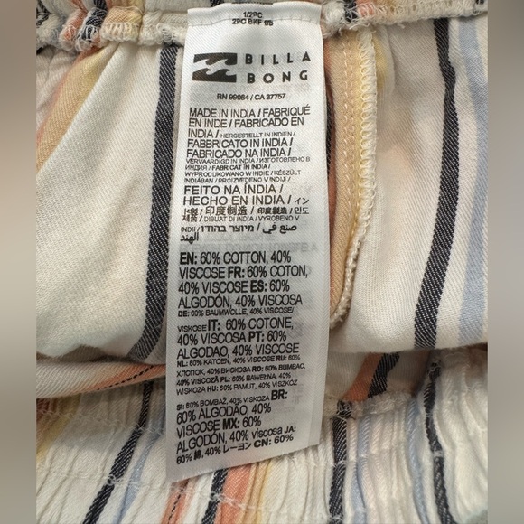 Billabong Elastic Waist Women’s Shorts Size XS cotton stripes excellent - Picture 6 of 11